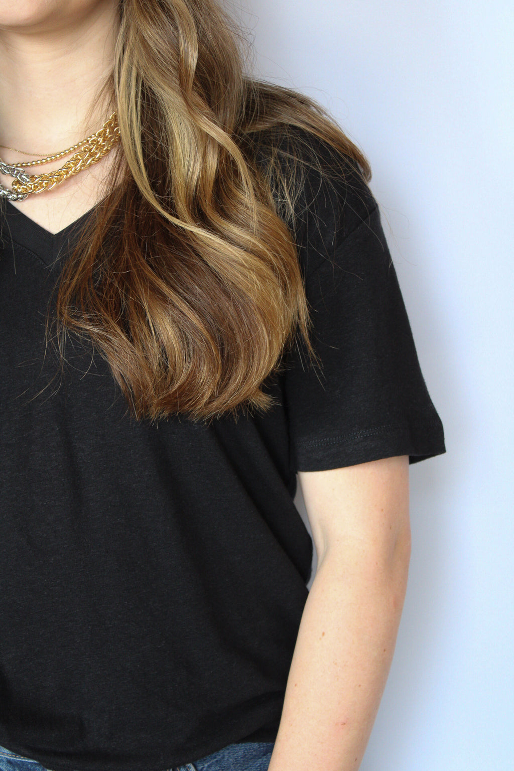 Linen Jersey V Neck