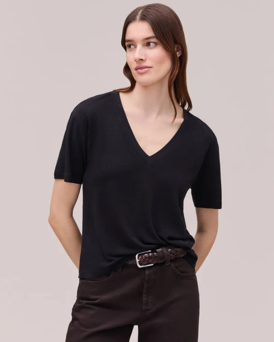 Linen Jersey V Neck